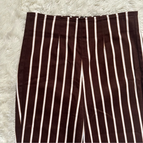 Reformation Pants Marlon Pant Cropped High Waist Coffee Stripe Brown 2 - Picture 5 of 11